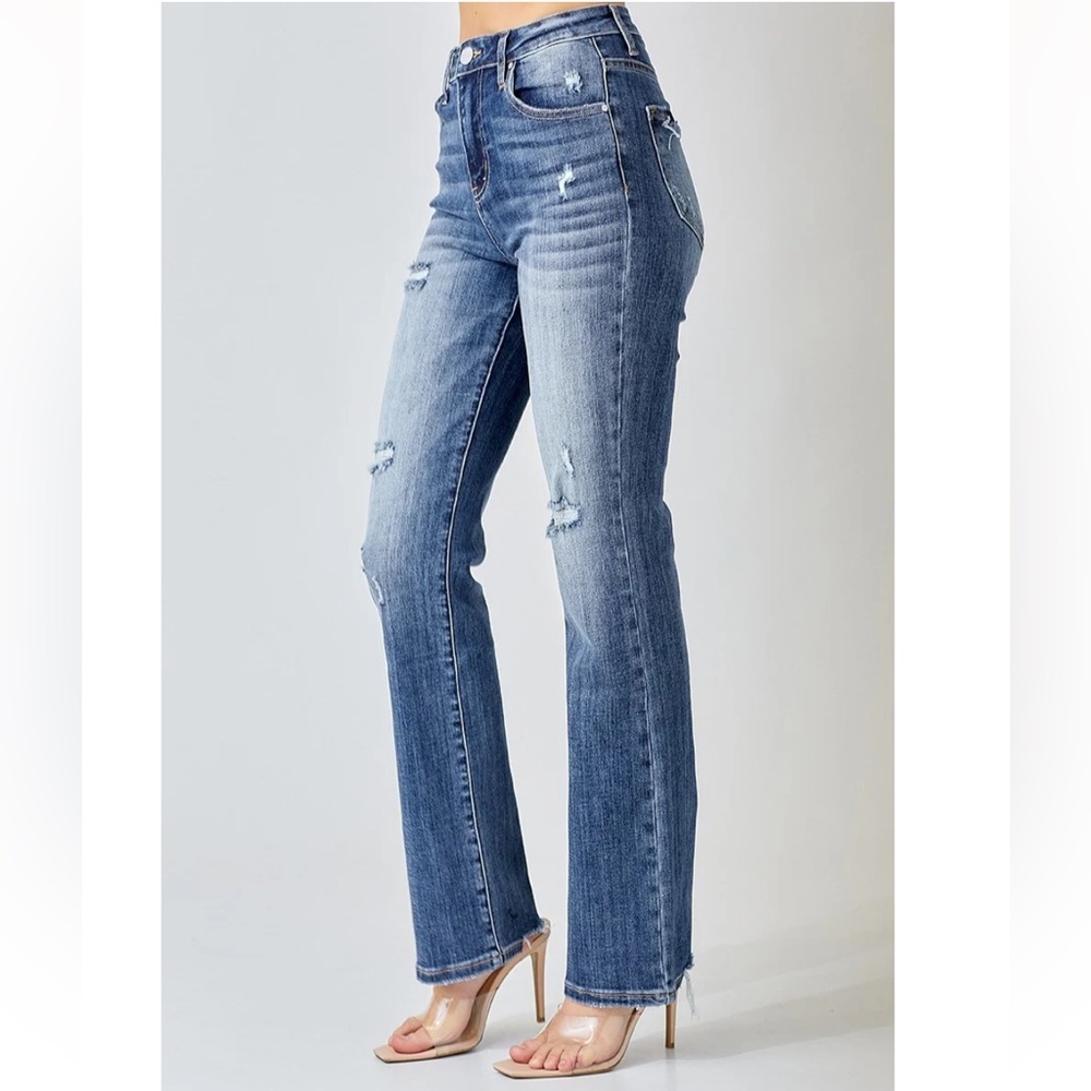 Risen brand Straight Leg Jeans *long* with Distressing, Size 26